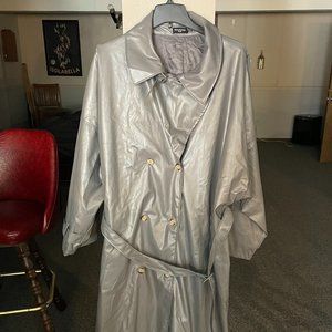 NWOT Gray Faux Leather Trench Coat Plus Size